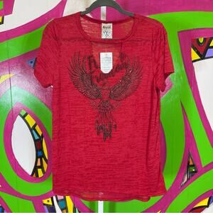 NWT Vocal USA, Red Burnout Glitzy Eagle. Size Medium. V-neck Cutout
